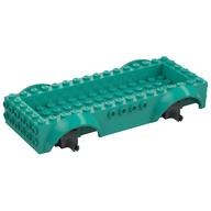 Vehicle Base 8 × 16 with Wheel Arches, Front and Side Studs, and 4 × 14 Recessed Studded Section, 3 Holes, Dark Bluish Gray Wheel Clip Pins Dunkeltürkis