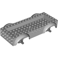 Vehicle Base 8 × 16 with Wheel Arches, Front and Side Studs, and 4 × 14 Recessed Studded Section, 3 Holes, Dark Bluish Gray Wheel Clip Pins