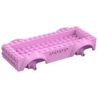 Vehicle Base 8 × 16 with Wheel Arches, Front and Side Studs, and 4 × 14 Recessed Studded Section, 3 Holes, Bright Pink Wheel Clip Pins Bright Pink