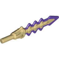 Weapon Sword, Serrated with Snake Skull Hilt and Dark Purple Blade Pattern Beige