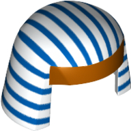 Headdress Nemes with Gold Trim and Blue Stripes Print Weiß