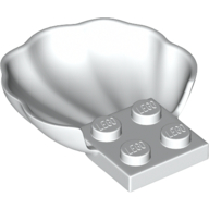 Animal Body Part, Clam / Scallop Half Shell with 4 Studs White