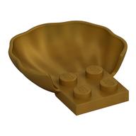 Animal Body Part, Clam / Scallop Half Shell with 4 Studs Pearl Gold