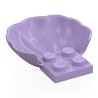 Animal Body Part, Clam / Scallop Half Shell with 4 Studs Lavendel
