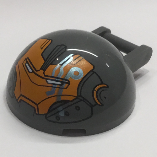 Windscreen 4 × 4 × 1 2/3 Canopy Half Sphere with Handle and Iron Man Face, Dark Turquoise Markings Print Dark Bluish Gray