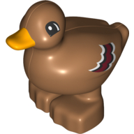 Duplo Animal Duck with Bright Light Orange Bill and Brown Feathers Print Medium Nougat