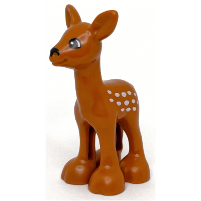 Duplo Animal Deer Fawn, Eyes White on Black Dunkelorange