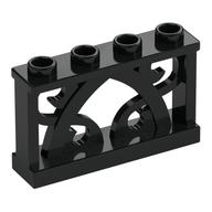 Fence Ornamented 1 × 4 × 2 with 4 Studs Schwarz