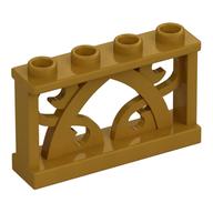 Fence Ornamented 1 × 4 × 2 with 4 Studs Pearl Gold