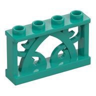 Fence Ornamented 1 × 4 × 2 with 4 Studs Dark Turquoise