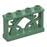 Fence Ornamented 1 × 4 × 2 with 4 Studs Sand Green