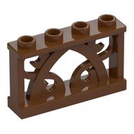 Fence Ornamented 1 × 4 × 2 with 4 Studs Reddish Brown