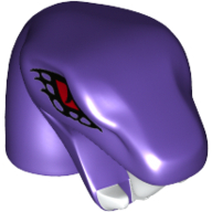 Minifig Head Special, Snake with Short Neck with Red Eyes, Open Mouth with White Fangs Print (Chop'rai) Dark Purple