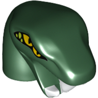 Minifig Head Special, Snake with Short Neck with Double Eyes Print (Ninjago) Dark Green