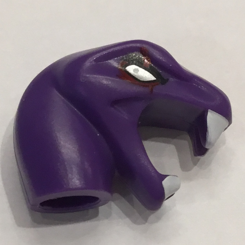 Minifig Head Special, Snake with Short Neck with Red Eyes, Open Mouth with White Fangs Print (Eyezorai) Dark Purple