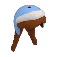 Hair and Hat, Long with Pigtails and Bright Light Blue Winter Hat with White Fur Trim Print Dunkelorange