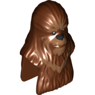 Minifig Head Special, Wookiee with Dark Tan Fur Print Rotbraun