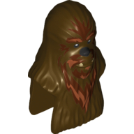 Minifig Head Special, Wookiee with Dark Orange Fur Print (Wullffwarro) Dunkelbraun