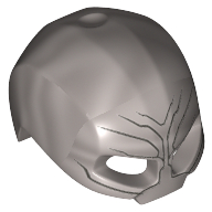 Helmet / Mask, High Sides with Lines on Face and Forehead Print Flat Silver