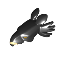 Creature Body Part, Thanator Head with Bright Light Orange Eye, Dark Tan Upper Jaw print in Black