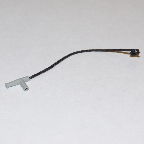 Minifig Hose Nozzle Simple with 13L Black String Hellgrau
