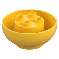 Duplo Brick Round 4 × 4 × 1 1/2, Curved Bottom Yellow