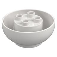 Duplo Brick Round 4 × 4 × 1 1/2, Curved Bottom White