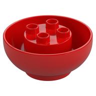 Duplo Brick Round 4 × 4 × 1 1/2, Curved Bottom Red