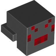 Minifig Head Special, Cube with Rear Ledge, Pixelated Red Face Print (Spider) Black