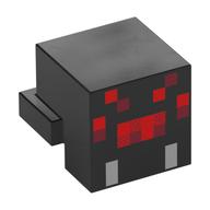 Minifig Head Special, Cube with Rear Ledge, Pixelated Red and Light Bluish Grey Face Print (Spider) Black