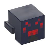 Minifig Head Special, Cube with Rear Ledge, Pixelated Red and Black Face Print (Spider) in Dunkelblau
