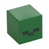 Minifig Head Special, Cube with Zombie Face Print Green