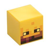 Minifig Head Special, Cube with Blaze Face Print Yellow