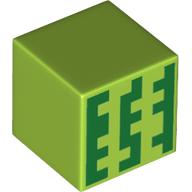 Minifig Head Special, Cube with Melon Print Lime