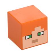 Minifig Head Special, Cube with Alex Face Print Orange