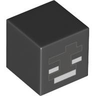 Minifig Head Special, Cube with Wither Face Print Black