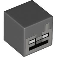 Minifig Head Special, Cube with Stray Face Print Dark Bluish Gray