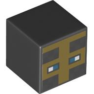 Minifig Head Special, Cube with Pixelated Gold Mask and Blue Eyes Print Schwarz