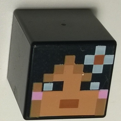 Minifig Head Special, Cube with Minecraft Skin 2 Print in 