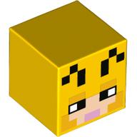 Minifig Head Special, Cube with Pixelated Bee Face Print Yellow