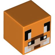 Minifig Head Special, Cube with Pixelated Fox Face Print Orange