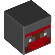 Minifig Head Special, Cube with Pixelated Red Print Black