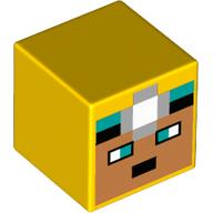 Minifig Head Special, Cube with Nougat Face, Miners Lamp print Gelb