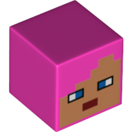 Minifig Head Special, Cube with Nougat Face print Dunkelrosa
