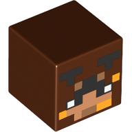 Minifig Head Special, Cube with Pixelated Nougat Bee Face Print Rotbraun