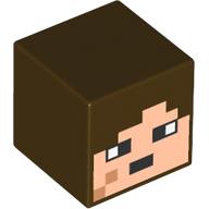 Minifig Head Special, Cube with Light Nougat Face Print Dark Brown