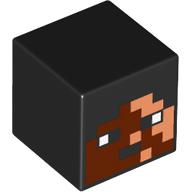 Minifig Head Special, Cube with Reddish Brown and Nougat Face Print Black