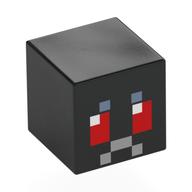 Minifig Head Special, Cube, Pixelated Red Eyes, Sand Blue Eyebrows, Light Bluish Grey Mouth Black