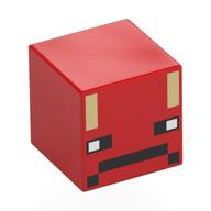 Minifig Head Special, Cube with Black Face, Bright Light Yellow Stripes (Baby Strider) Red