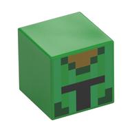 Minifig Head Special, Cube with Black visor, Green Cactus Stripes print Hellgrün